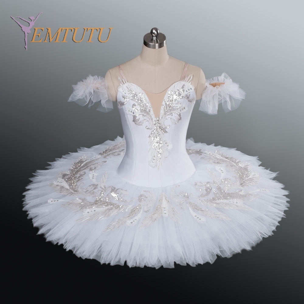 EM1157 EMTUTU White Swan Lake Ballet Tutu Dying Swan Professional Tutu Classical Performance Pancake Ballet Tutus Ballet Stage Costumes Women