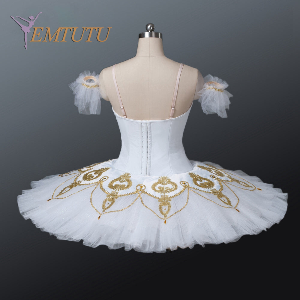 EM1130 EMTUTU Adult Professional White  Gold Ballet Tutu Ballet Stage Costume Performance Tutus