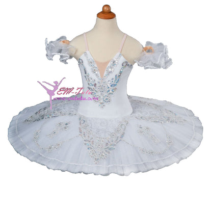 EM1046 EMTUTU White Silver Adult Professional Ballet Tutu Snow Queen Pancake Performance Ballet Tutus Nutcracker Ballet Stage Costume Women