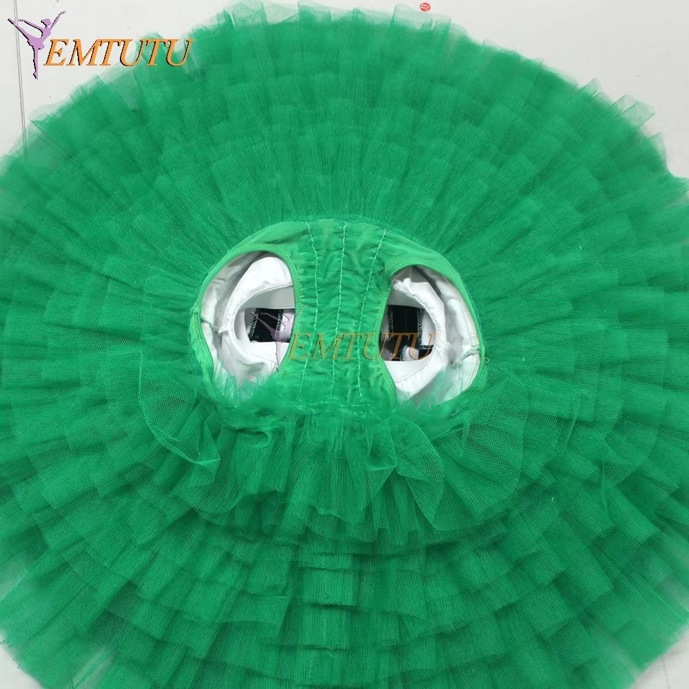 EM1055 Deep Green EMTUTU Adult Professional Ballet Tutu Women Performance Pancake Tutu Skirt Precious Stones Fairy Ballet Stage Tutu Costume