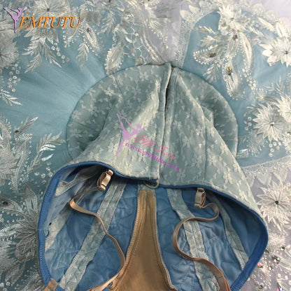 EM1254 EMTUTU Adult Professional Ballet Tutu Blue White Nutcracker Performance Pancake Tutus Ballet Stage Costume Women