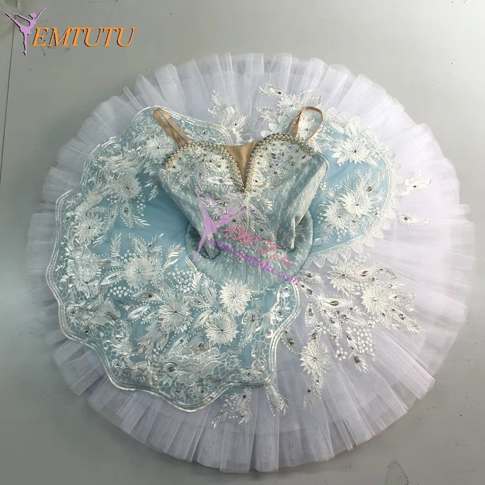 EM1254 EMTUTU Adult Professional Ballet Tutu Blue White Nutcracker Performance Pancake Tutus Ballet Stage Costume Women