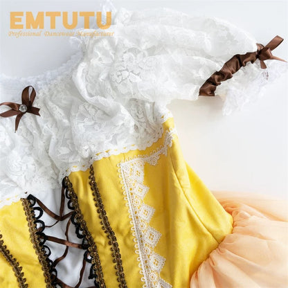 EM1302 EMTUTU Gold Degas Ballerina Professional Romantic Dress Tutu Coppelia Doll Peasant Costume Ballet