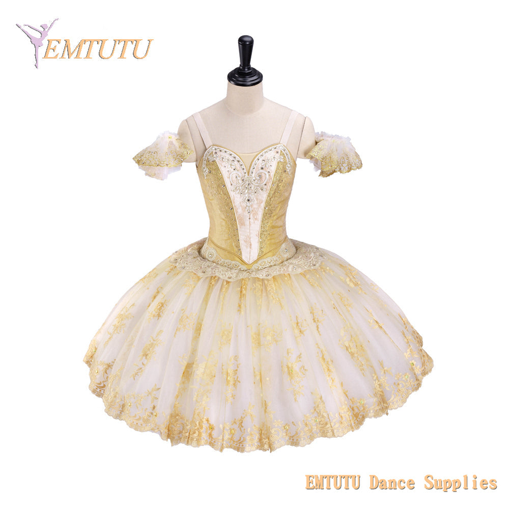 EM1402 EMTUTU Adult Professional Ballet Tutu Paquita Gold Women Ballet Stage Costumes Pancake Performance Tutus Don Quixote Wedding