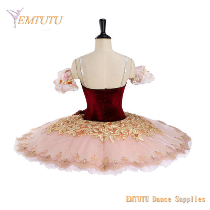 EM1408 EMTUTU Adult Professional Ballet Tutu Paquita Burgundy Peach Women Ballet Stage Costumes Pancake Performance Tutus Esmeralda