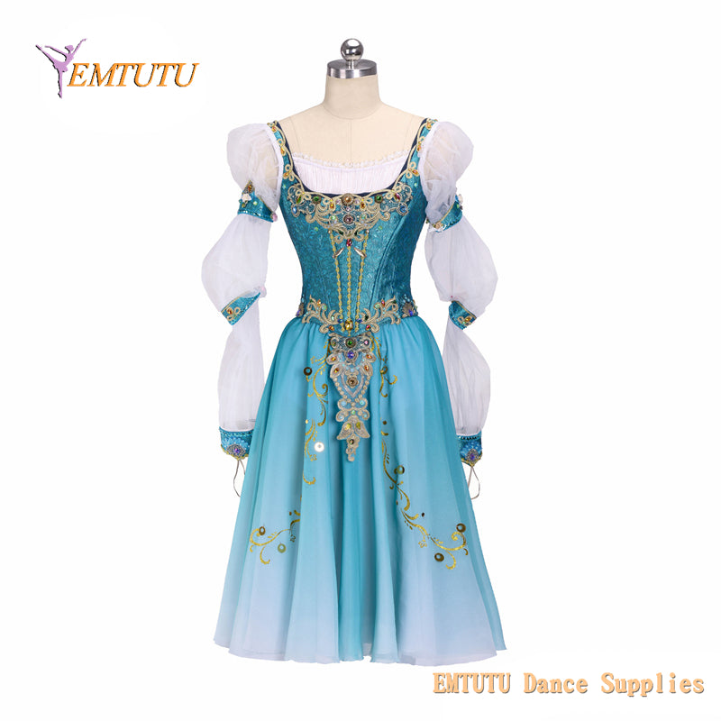 EM1426 EMTUTU Adult Girls Professional Ballet Costume Swan Lake Pas De Trois Performance Ballet Long Dress YAGP Blue EM1426