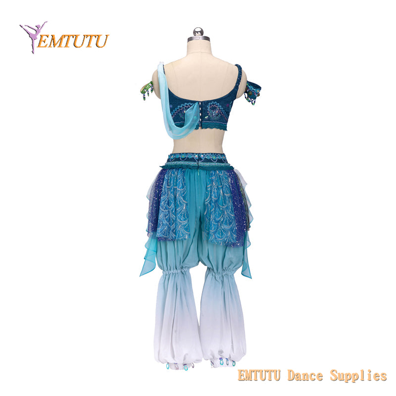 EM1428 EMTUTU Adult Child Professional Ballet Stage Costume La Bayadere Competition Ballet Attire Blue Arabian Style Two Sets