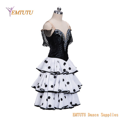 EM1429 EMTUTU Black White Professional Ballet Long Tutu Costume Don Quixote Competition Ballet Tutu Dress Women Adult Child