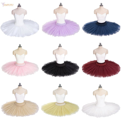 EM2016 EMTUTU Professional Half Ballet Tutu Pancake Half Ballet Tutu Costume Adult Children Ballet Tutu Skirt Firm Tulle Assorted Colors