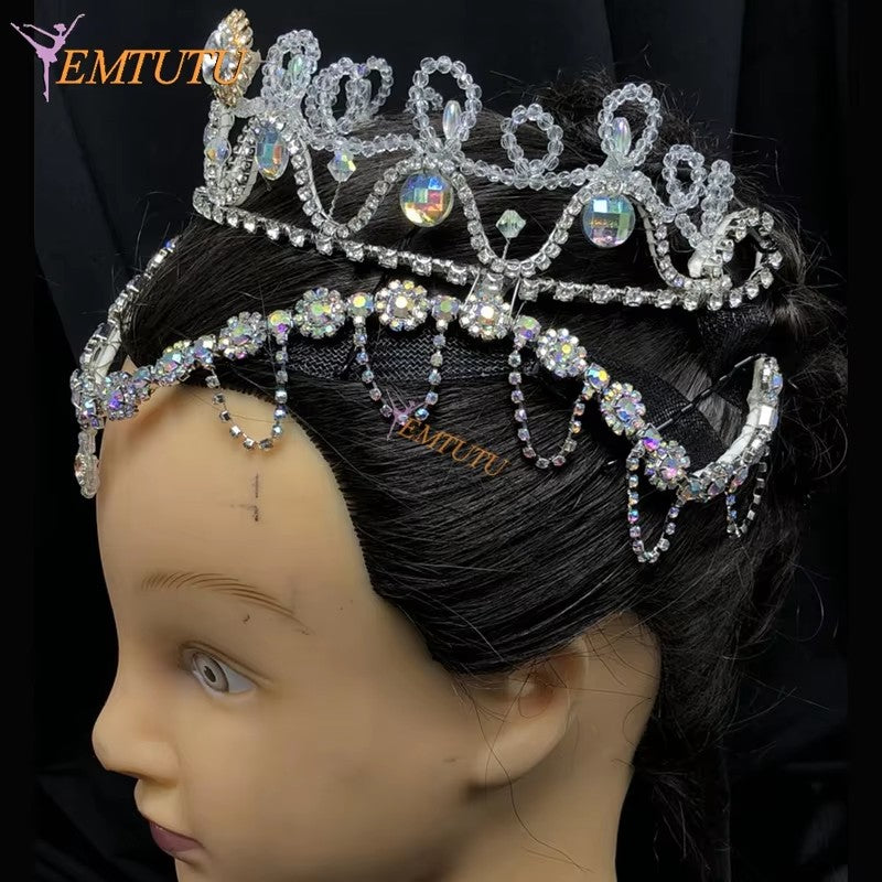 BH212 EMTUTU Sleeping Beauty Ballet Headpiece Crown La Bayadere Crystal Ballet Tiara Le Corsaire Performance Ballet Headwear Custom Made