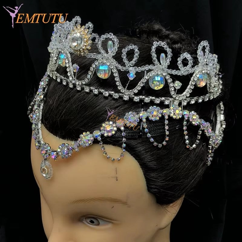 BH212 EMTUTU Sleeping Beauty Ballet Headpiece Crown La Bayadere Crystal Ballet Tiara Le Corsaire Performance Ballet Headwear Custom Made