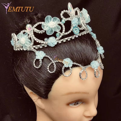 BH217 EMTUTU Dont Quixote Professional Ballet Tiara Crown Hand Made Crystal Ballet Headpiece Blue Performance Ballet Headwear Custom Made