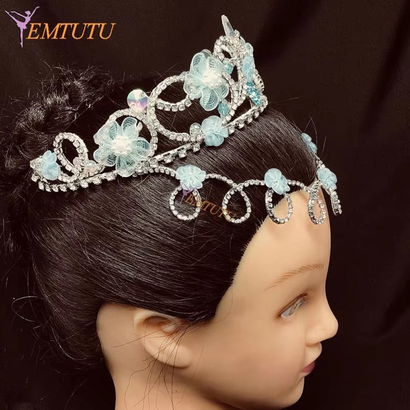 BH217 EMTUTU Dont Quixote Professional Ballet Tiara Crown Hand Made Crystal Ballet Headpiece Blue Performance Ballet Headwear Custom Made