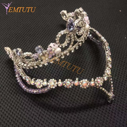 BH226 EMTUTU Lilac Fairy Professional Ballet Headpiece Crown Hand Made Purple Lilac Silver Crystal Ballet Tiara Performance Ballet Headwear