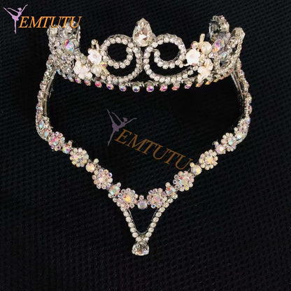 BH227 EMTUTU La Bayadere Professional Ballet Headpiece Crown Sleeping Beauty Silver Crystal Ballet Tiara Hand Made Ballet Headwear headdress