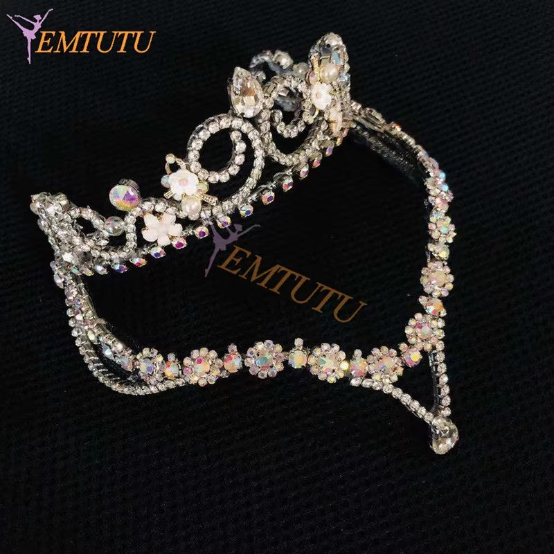 BH227 EMTUTU La Bayadere Professional Ballet Headpiece Crown Sleeping Beauty Silver Crystal Ballet Tiara Hand Made Ballet Headwear headdress