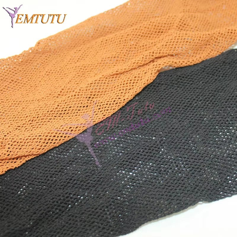 BW037 EMTUTU Ballroom Salsa Samba Latin Professional Fishnet Dance Tights Tan Toffee Caramel Black Hard Yarn Fishnet Tights Pantyhose