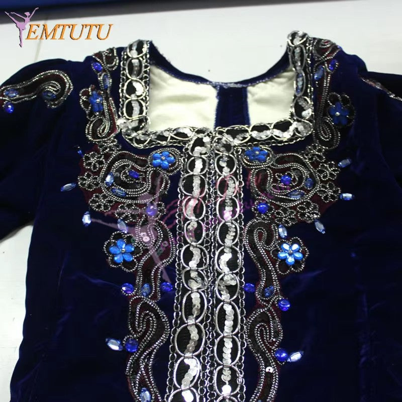 EM002 EMTUTU Navy Blue Velvet Custom-Made Giselle Albrecht Men Stage Professional Ballet Costumes Jacket for boy Ballerinas