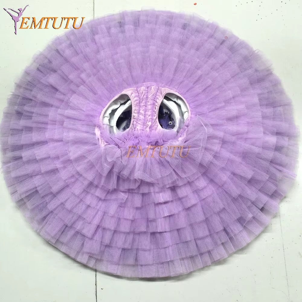 EM1055 Deep Purple EMTUTU Adult Professional Ballet Tutu Women Performance Pancake Tutu Skirt Precious Stones Fairy Ballet Stage Tutu Costume（复制）