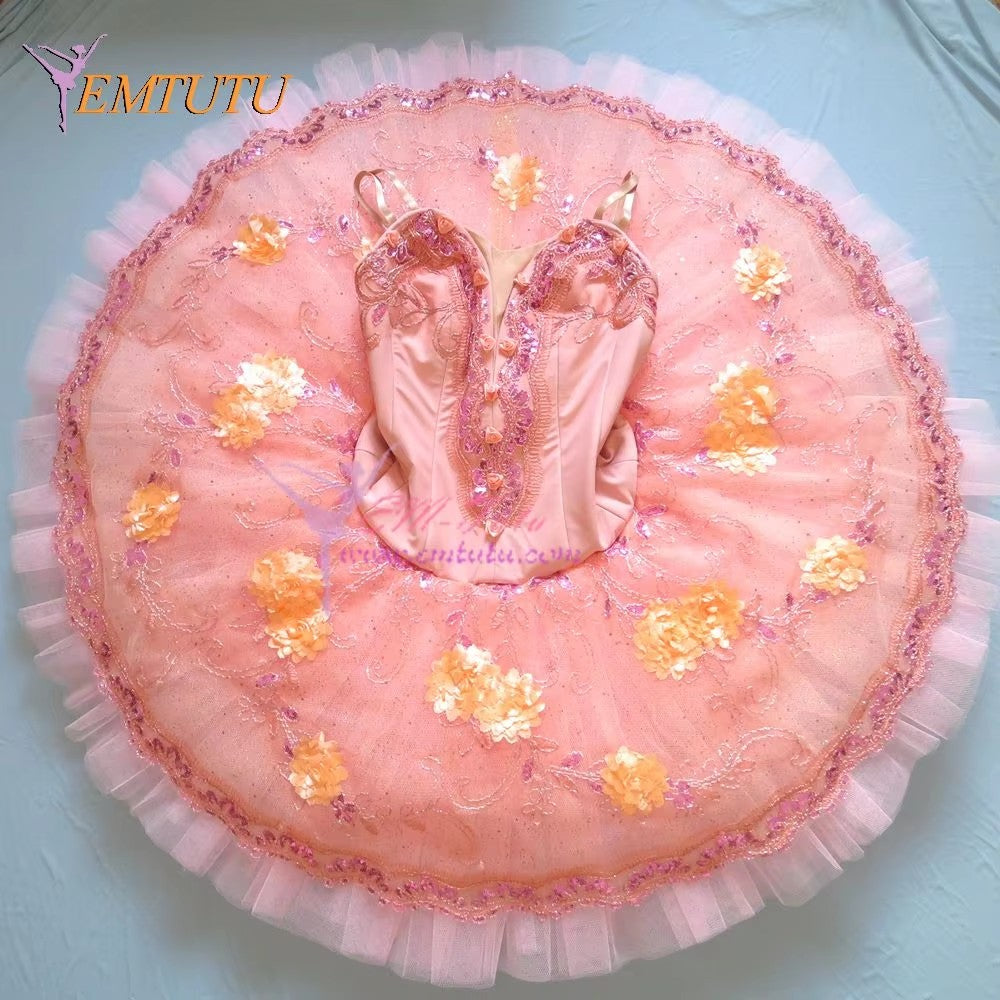 EM1082 EMTUTU Adult Professional Ballet Tutu Peach Pink Sugar Plum Fairy Ballet Stage Costume Nutcracker Competition Performance Tutus EMTUTU