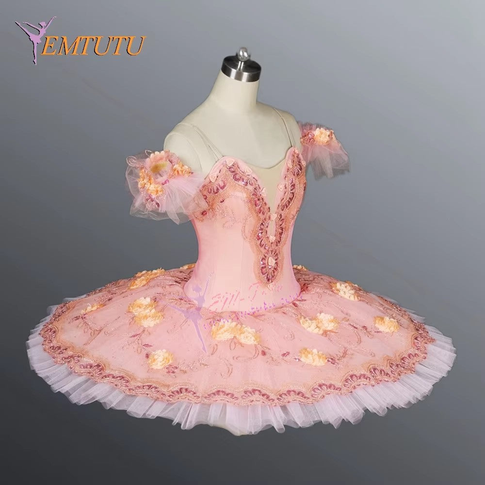 EM1082 EMTUTU Adult Professional Ballet Tutu Peach Pink Sugar Plum Fairy Ballet Stage Costume Nutcracker Competition Performance Tutus EMTUTU