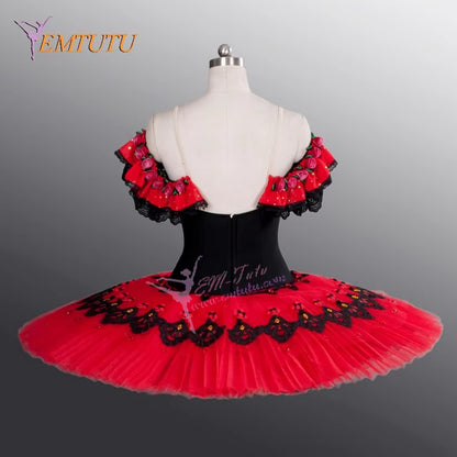 EM1104 EMTUTU Women Adult Black Red Professional Ballet Tutu Costume Kitri Don Quixote Ballet Tutus Skirt Classical Ballerina Stage Costume