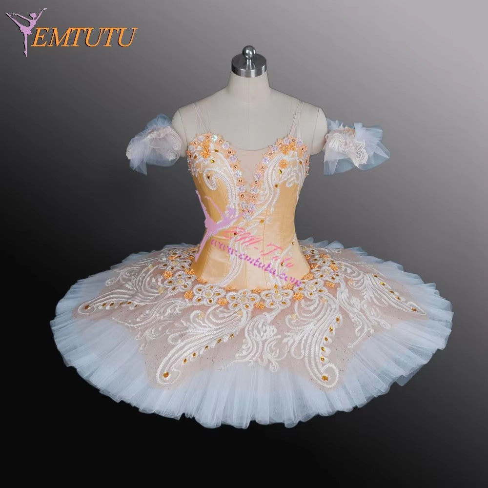 EM1178 EMTUTU Adult Professional Ballet Tutus Peach Pink Fairy Doll Professional Ballet Costumes Nutcracker Pancake Performance Tutu Ballet