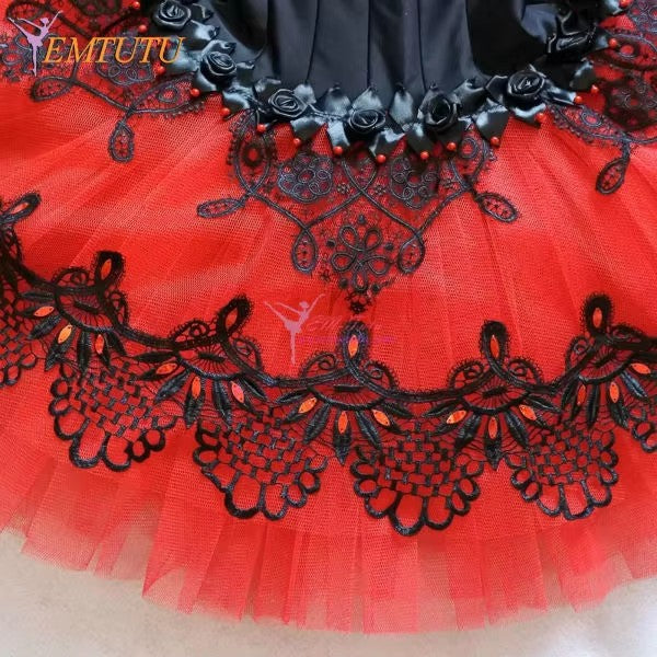 EM1179 EMTUTU Adult Women Professional Ballet Tutu Black Red or White Don Quixote Performance Tutu Ballet Attire Dress Ballet Stage Costume