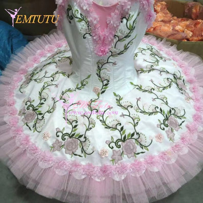 EM1196 EMTUTU Adult Professional Ballet Tutus Pink White Competition Classical Ballet Tutu Women Custom Performance Platter Ballet Tutu Dress