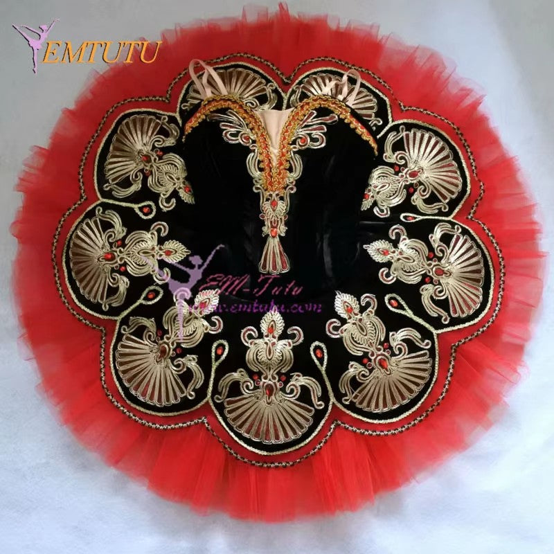 EM1203 EMTUTU adult black red ballet tutu Don Quixote spanish Kitri professional tutus performance professional ballet stage costumes women