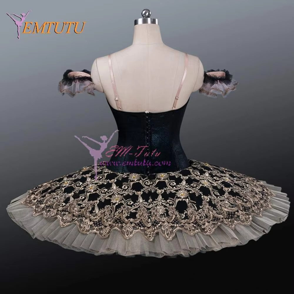 EM1215 EMTUTU Adult Professional Tutus Black Gold Professional ballet tutu Costume Ballerina Pancake tutu dress for women