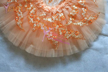 EM1217 EMTUTU Adult Nutcracker professional ballet tutus classical ballet costume for women orenge gold peach pink ballerina performance pancake tutu ballet dress