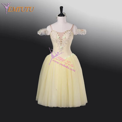 EM1261-EM1264 EMTUTU Light Purple Fairy Ballet Long Tutu Dress Blue Women Professional Ballet Tutus Pink Cinderella Ballet Stage Costume Yellow