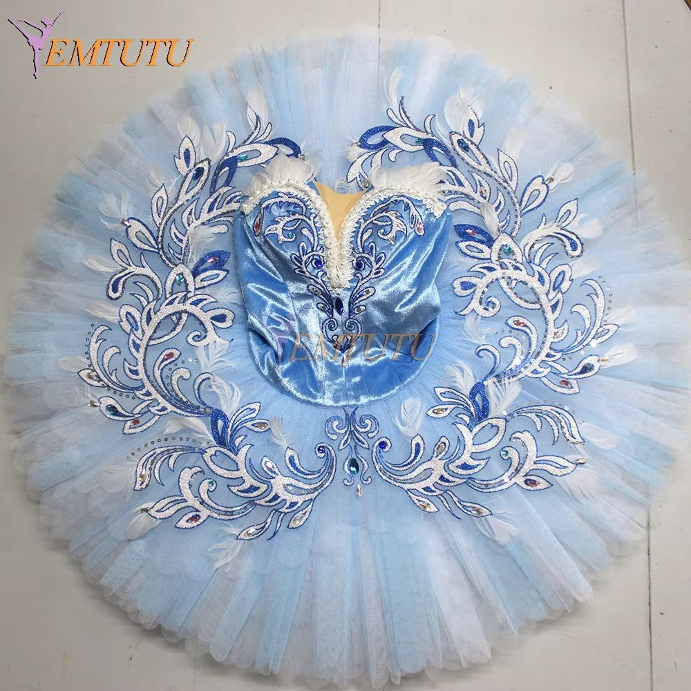 EM1278 EMTUTU Blue Bird Tutu Adult Girls Professional Ballet Tutus Blue Women Ballet Stage Costumes Ballerina Performance Tutu Dress Custom