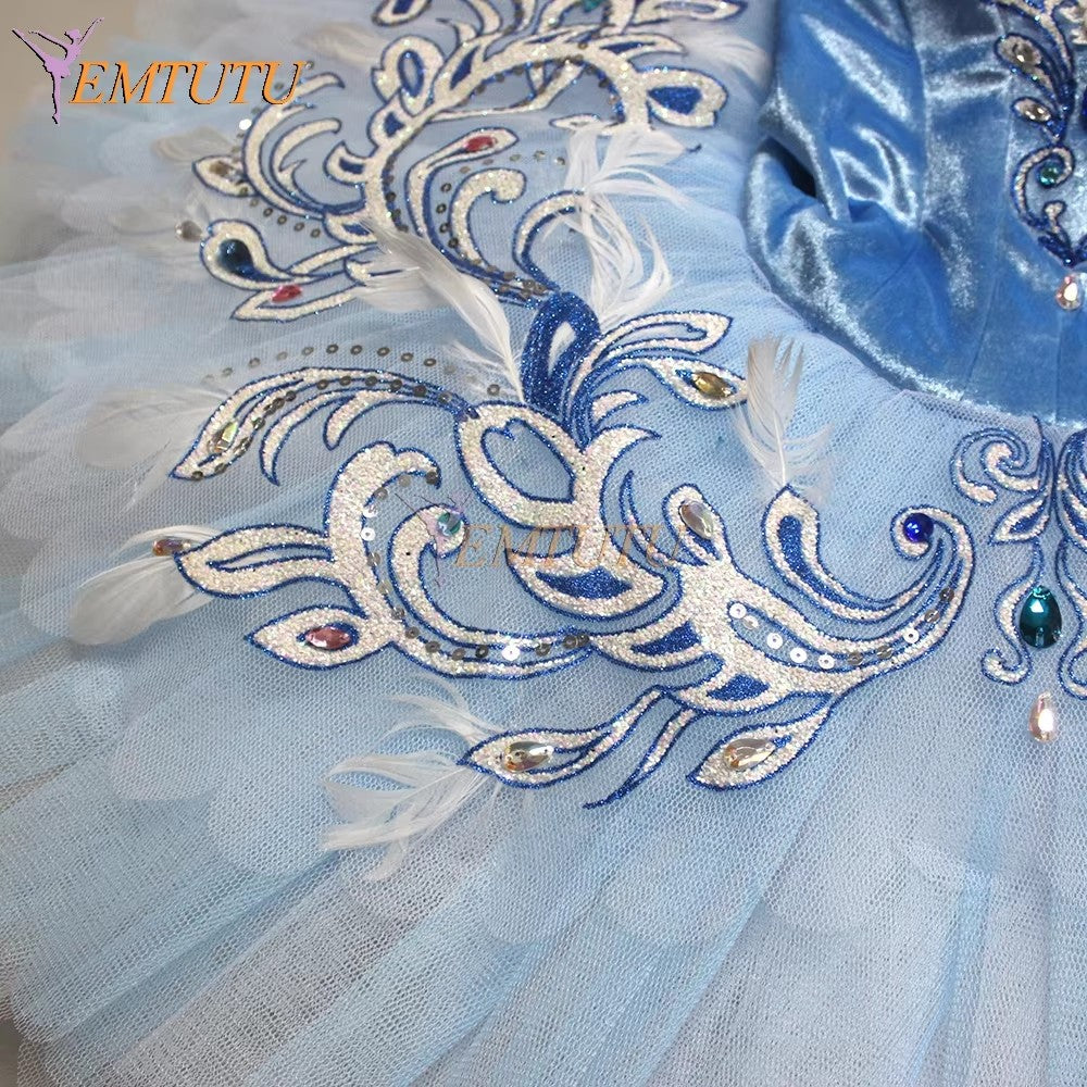 EM1278 EMTUTU Blue Bird Tutu Adult Girls Professional Ballet Tutus Blue Women Ballet Stage Costumes Ballerina Performance Tutu Dress Custom