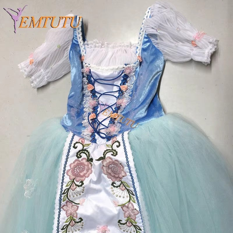 EM1299 EMTUTU Women Girls Professional Ballet Long tutu dress Blue romantic ballet tutu costume Adult ballet Stage Costume La Fille Mal Gardee