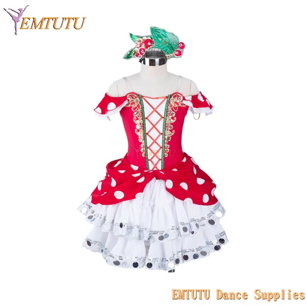 EM1351 EMTUTU Girls Chipollino Professional Ballet Stage Dress Red White Ballerina Ballet Tutu Costume Custom Made