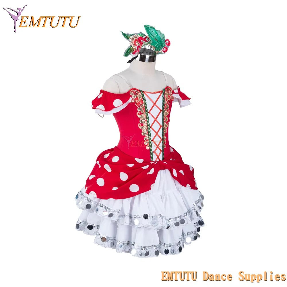 EM1351 EMTUTU Girls Chipollino Professional Ballet Stage Dress Red White Ballerina Ballet Tutu Costume Custom Made