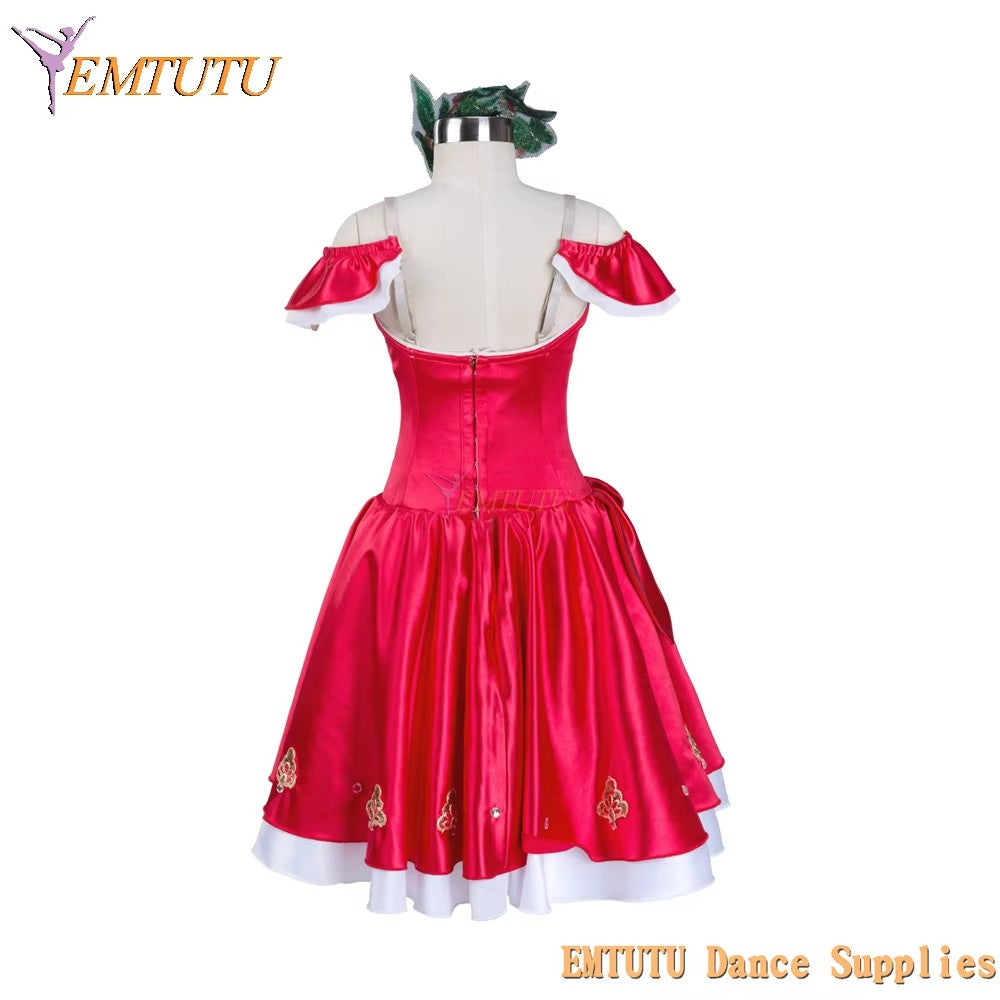 EM1352 EMTUTU Girls Professional Ballet Tutu Dress Red White Chipollino Ballerina Ballet Stage Costume Custom Made YAGP