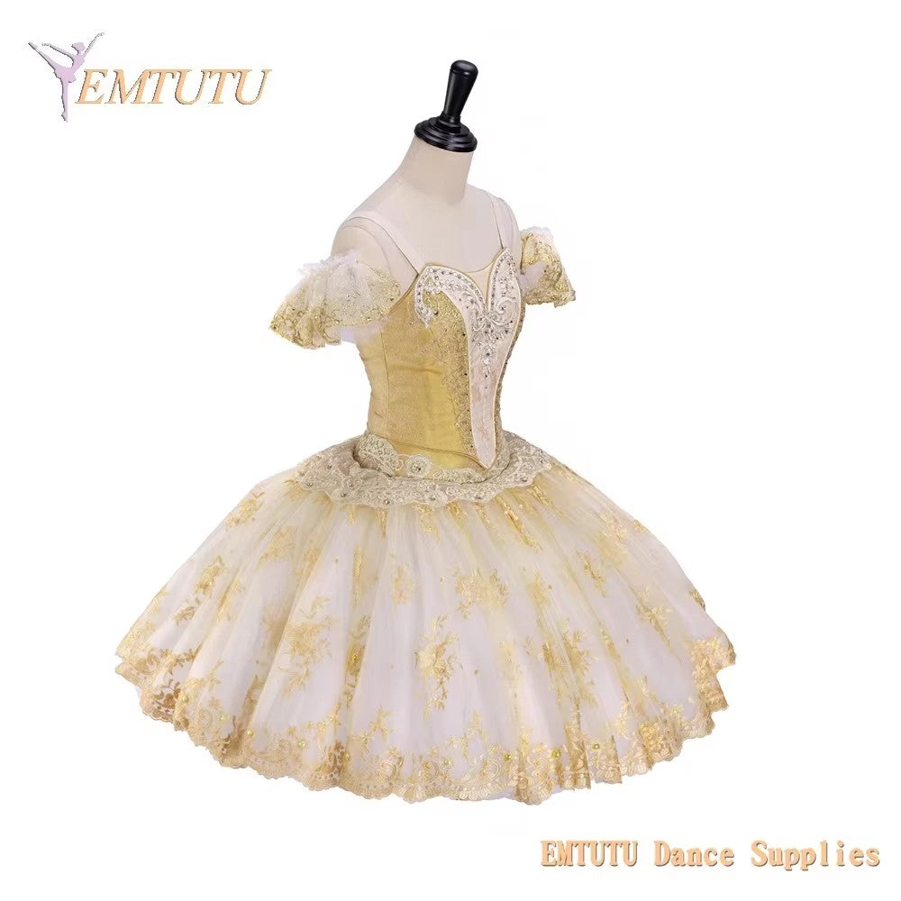 EM1402 EMTUTU Adult Professional Ballet Tutu Paquita Gold Women Ballet Stage Costumes Pancake Performance Tutus Don Quixote Wedding