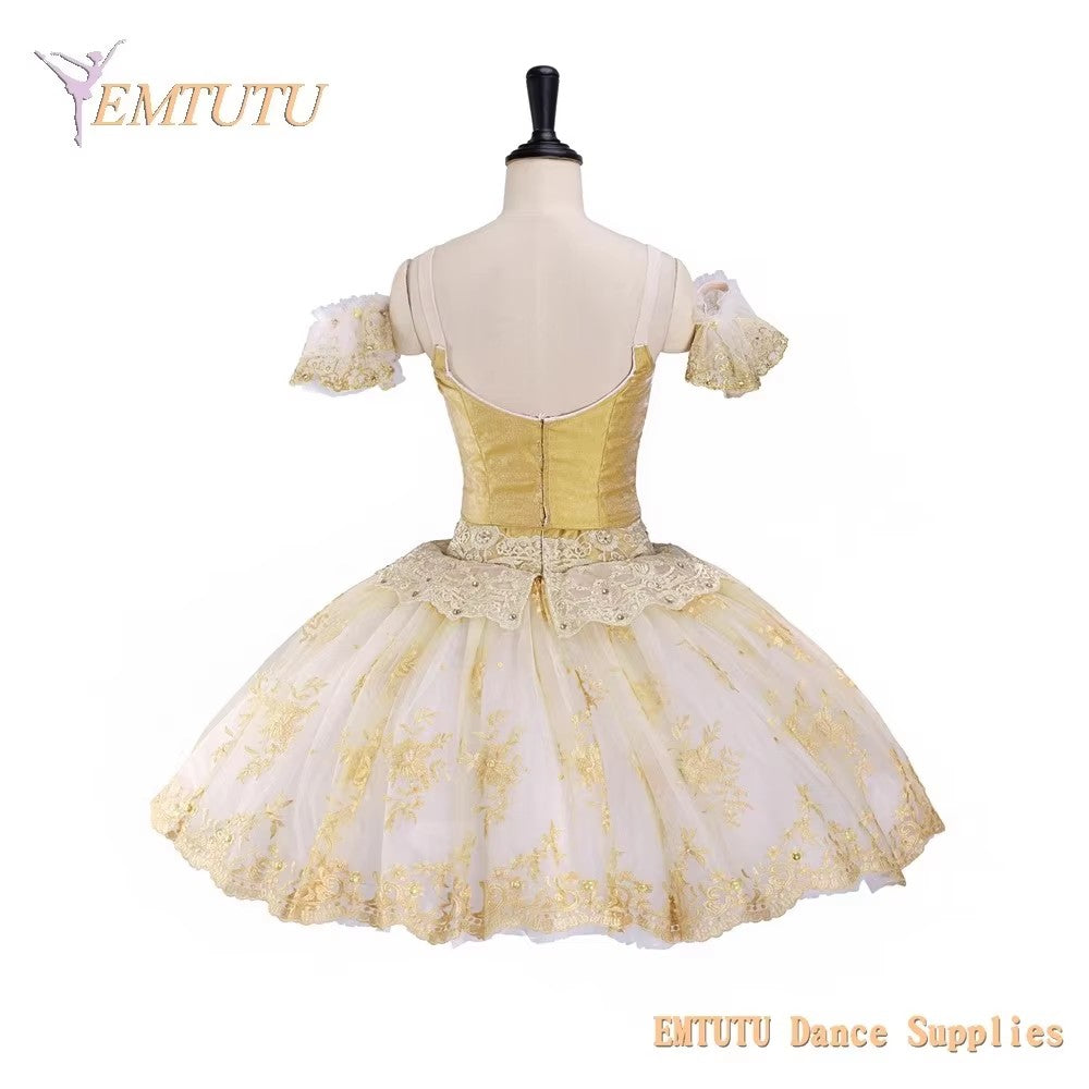 EM1402 EMTUTU Adult Professional Ballet Tutu Paquita Gold Women Ballet Stage Costumes Pancake Performance Tutus Don Quixote Wedding