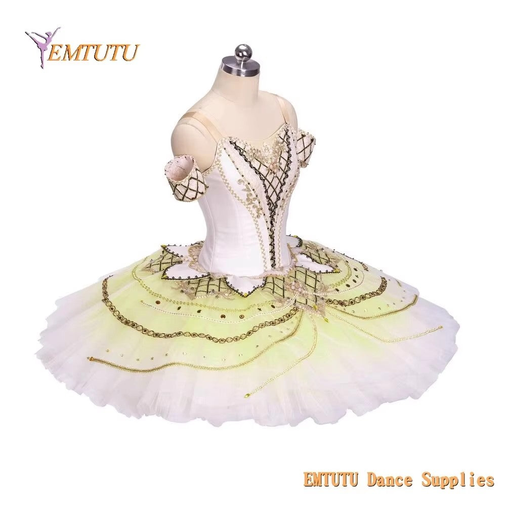 EM1413 EMTUTU Yellow Gold Adult Professional Ballet Tutu Raymonda Women Girls Ballet Stage Costumes Pancake Performance Tutus YAGP