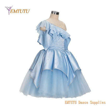 EM1418 EMTUTU Blue Professional Ballet Long Tutu Dress for Women Girls Diana from Variation Awakening of Flora Custom Made