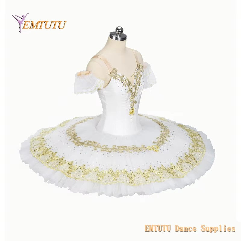 EM1425 EMTUTU Raymonda Professional Ballet Tutu Costume White Gold Adult Child Competition Performance Ballet Stage Tutus Women