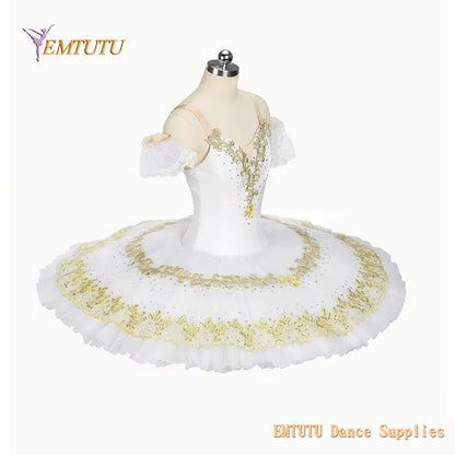 EM1425 EMTUTU Raymonda Professional Ballet Tutu Costume White Gold Adult Child Competition Performance Ballet Stage Tutus Women