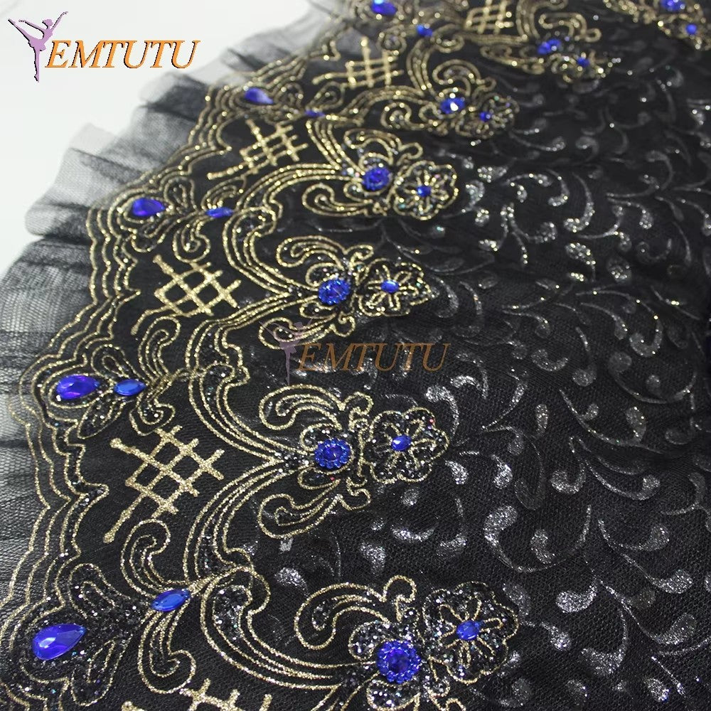 EM9003 EMTUTU Girls Black Velvet Bodice YAGP Ballet Dress Swan Lake Odile Variation Dance Costumes