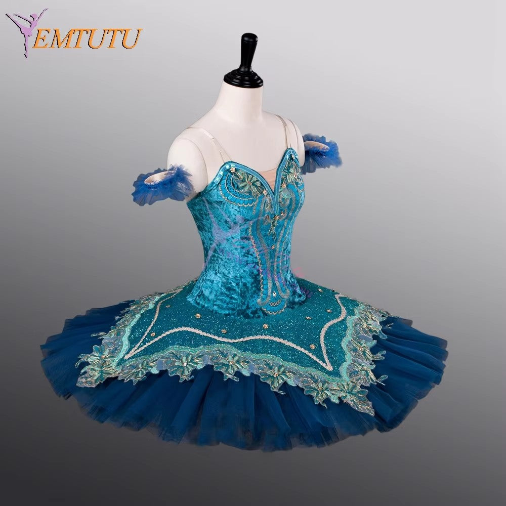 EM9004 EMTUTU Women Blue professional ballet tutu classical performance concert competition ballerina ballet stage costume pancake tutus blue