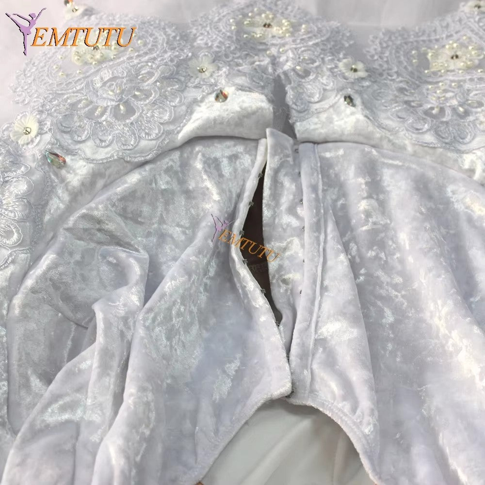 EM9011 EMTUTU Adult White Velvet Sleeping Beauty Princess Aurora Wedding Scene Tutu Ballet Costume Woman