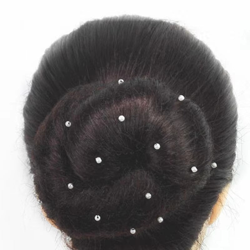 H011 EMTUTU Women Invisible Ballet Bun Cap with Pearl Black Brown Blond Ballet Hair Bun Cover Ballet Dance Skating Hairnet Accessories