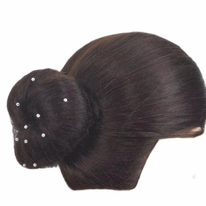 H011 EMTUTU Women Invisible Ballet Bun Cap with Pearl Black Brown Blond Ballet Hair Bun Cover Ballet Dance Skating Hairnet Accessories